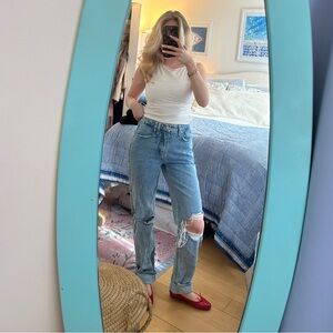Good American Light Blue Straight Leg Jeans